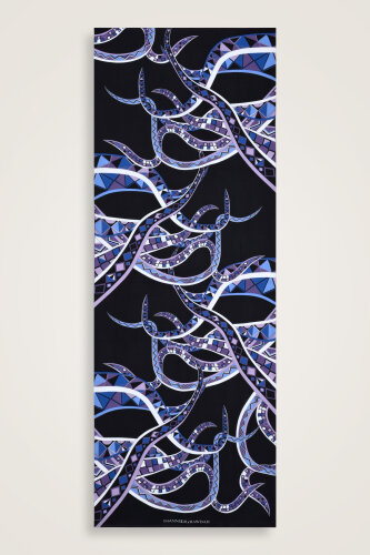 İmannoor X Rawdah Ahtapot Mavi-Mor Floş Viskon Şal 70x210 