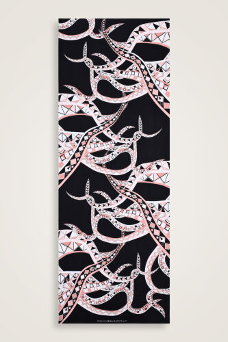 İmannoor X Rawdah Ahtapot Pembe-Siyah Floş Viskon Şal 70x210 