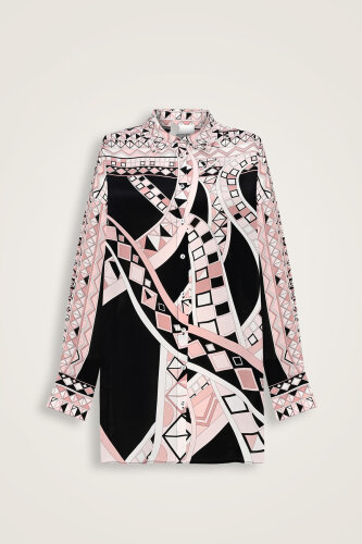 İmannoor x Rawdah Ahtapot Siyah-Pembe İpek Gömlek - 1