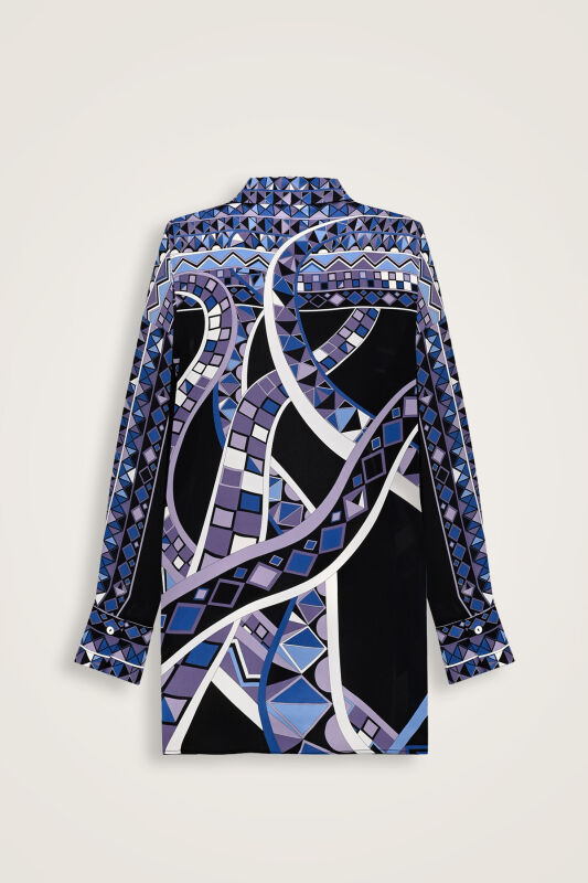 İmannoor x Rawdah Ahtapot Siyah-Saks İpek Gömlek - 2