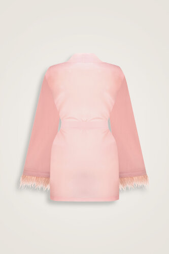 İmannoor x Rawdah Degrade Otrişli Pembe İpek Kısa Kimono - Imannoor (1)