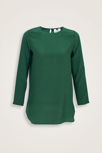 İmannoor x Rawdah Düz Renk Çağla Krep İpek Bluz - Imannoor