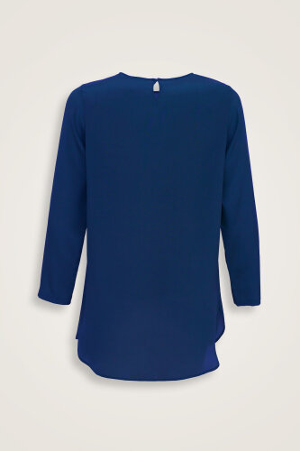 İmannoor x Rawdah Düz Renk Saks Krep İpek Bluz - Imannoor (1)