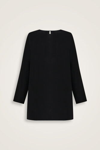 İmannoor x Rawdah Düz Renk Siyah İpek Bluz - Imannoor (1)