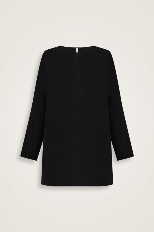 İmannoor x Rawdah Düz Renk Siyah İpek Bluz - 2