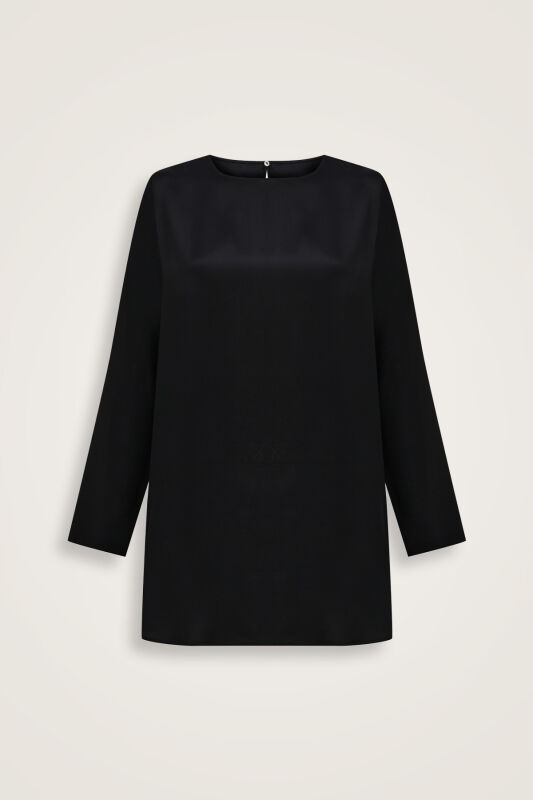 İmannoor x Rawdah Düz Renk Siyah İpek Bluz - 1