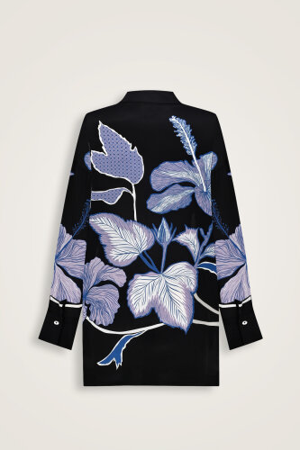 İmannoor x Rawdah Mekke Gülü Siyah-Saks Mavi İpek Gömlek - Imannoor (1)