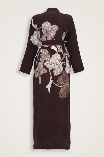 İmannoor x Rawdah Mekke Gülü Kahverengi Krep İpek Kimono - Imannoor (1)