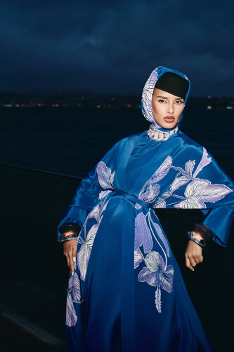 İmannoor x Rawdah Mekke Gülü Saks Krep İpek Kimono - Imannoor (1)