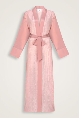 İmannoor x Rawdah Monogram Degrade Pembe İpek Kimono - Imannoor