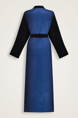 İmannoor x Rawdah Monogram Degrade Siyah-Saks İpek Kimono - Imannoor (1)