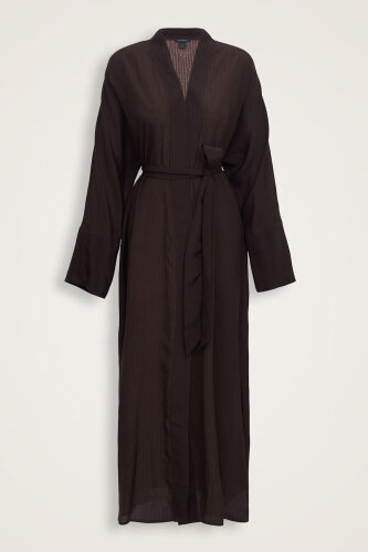 İmannoor x Rawdah Monogram Degrade Kahverengi İpek Kimono - Imannoor