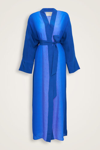 İmannoor x Rawdah Monogram Degrade Saks İpek Kimono - Imannoor