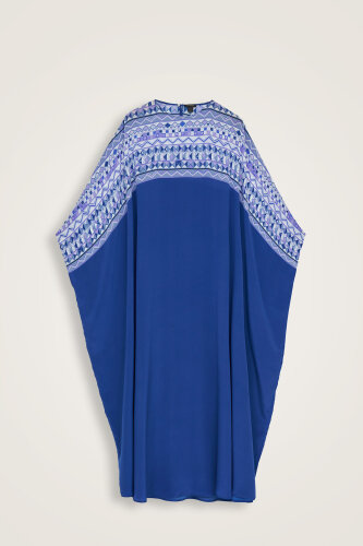 İmannoor x Rawdah Ahtapot Saks Krep İpek Kaftan 