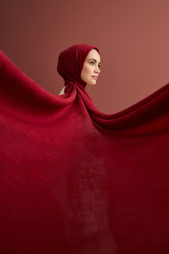 Zincir Desen Bordo Pamuk İpek Şal 70x210 - Imannoor (3)