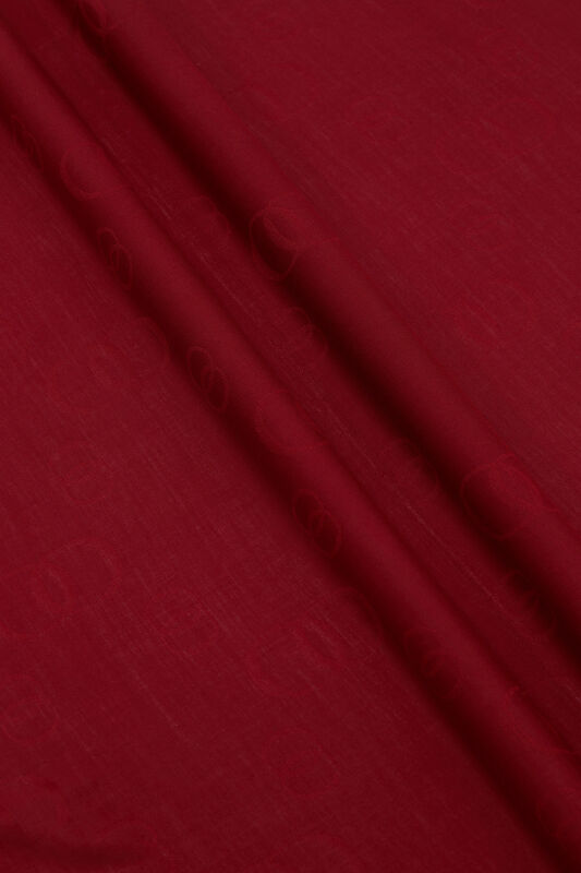 Zincir Kare Bordo Pamuk İpek Şal 70x210 - 4