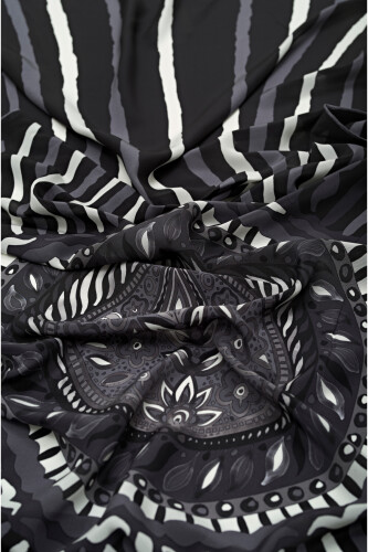 Indian Silk Shawl Black - 3