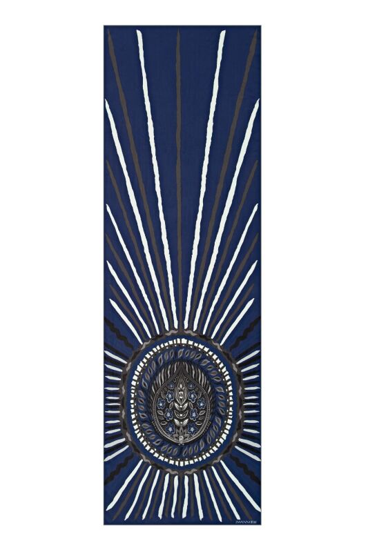 Indian Silk Shawl Navy - 1