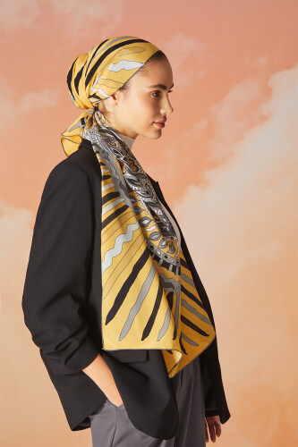 Indian Silk Shawl Yellow - 2