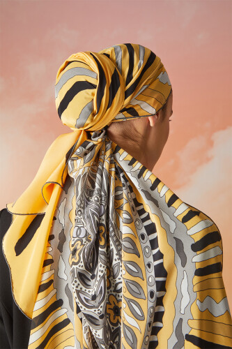 Indian Silk Shawl Yellow - 4