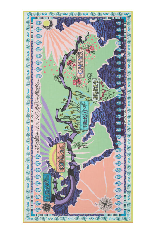 İpek Yolu Pembe Koton Şal - 1