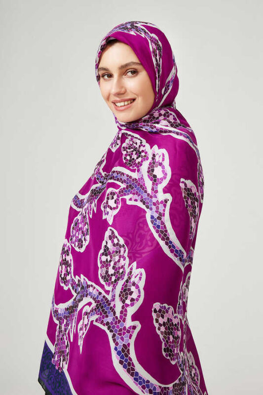 Ivy Silk Shawl Fuchsia - 4