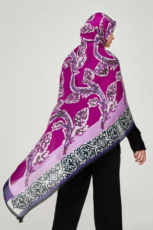 Ivy Silk Shawl Fuchsia - 2