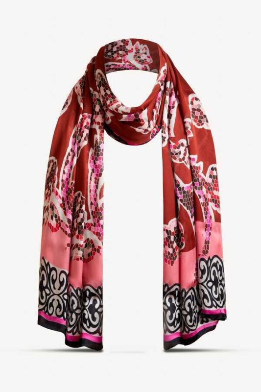 Ivy Silk Shawl Dark Red - 4