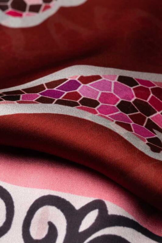Ivy Silk Shawl Dark Red - 3