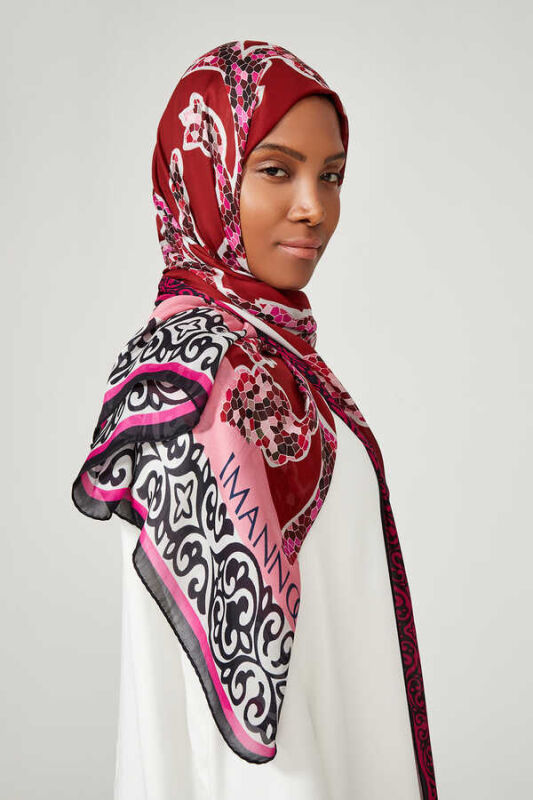 Ivy Silk Shawl Dark Red - 5