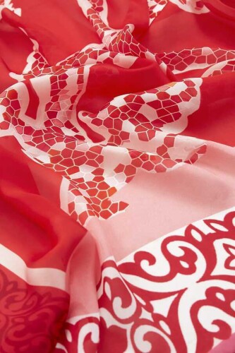 Ivy Silk Shawl Red - 3