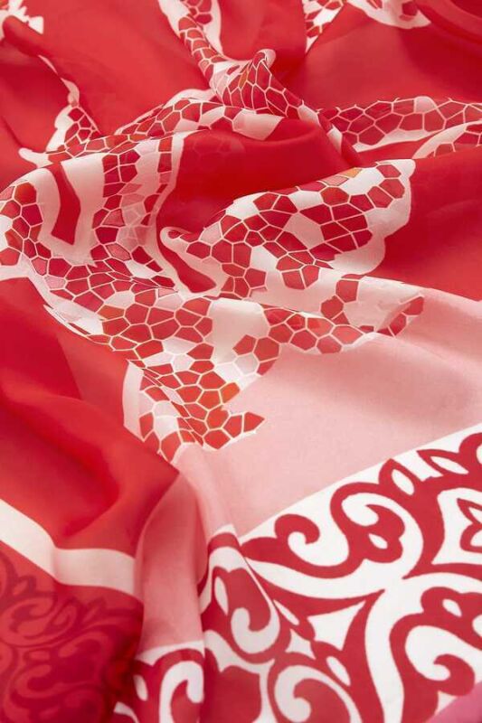 Ivy Silk Shawl Red - 3