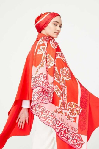Ivy Silk Shawl Red - 2