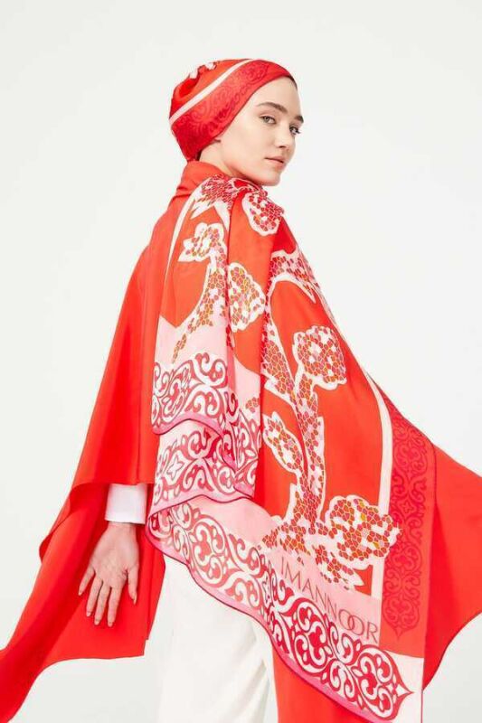 Ivy Silk Shawl Red - 2