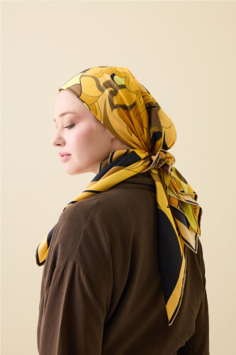 Joy Black-Gold Silk Twill Scarf 