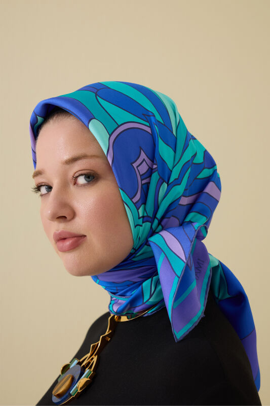 Joy Saks-Turquoise Twill Silk Scarf - 1