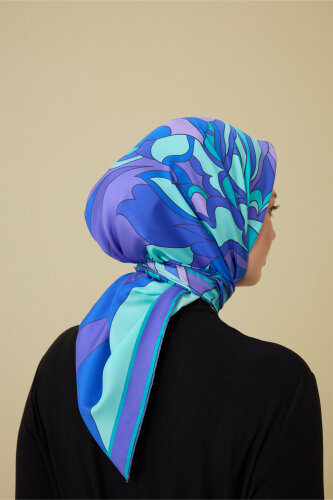 Joy Saks-Turquoise Twill Silk Scarf - 5