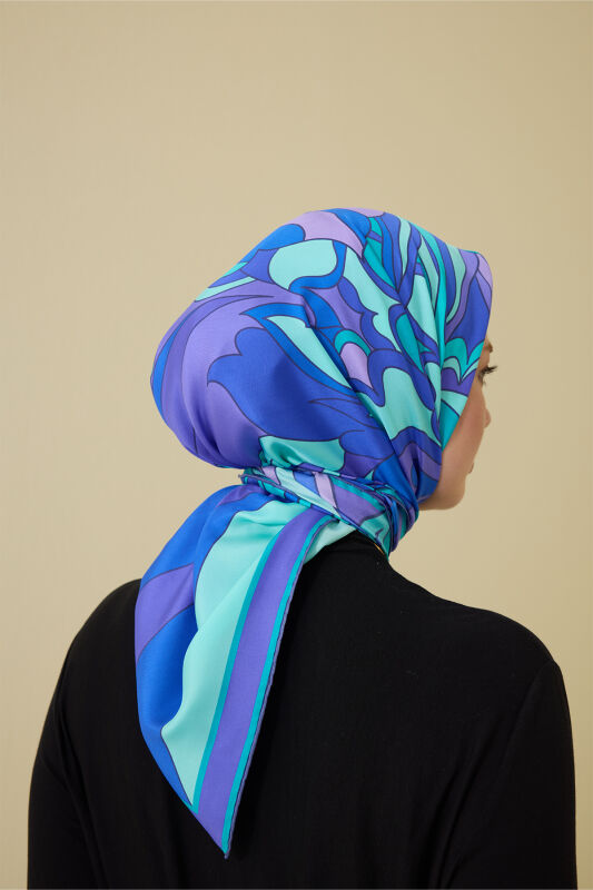 Joy Saks-Turquoise Twill Silk Scarf - 5