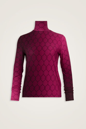 Kafes Degrade Bordo Kısa Penye Bluz - Imannoor