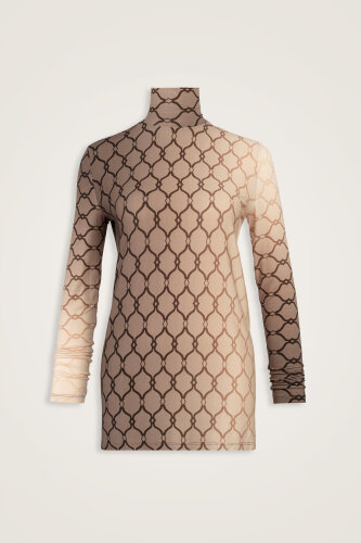 Kafes Degrade Gri Uzun Penye Bluz - Imannoor