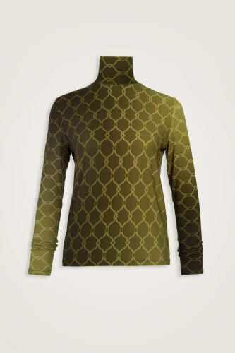 Kafes Degrade Haki Kısa Penye Bluz - Imannoor