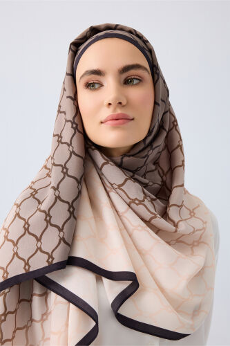 Kafes Degrade Krem Floş Viskon Şal 70x210 