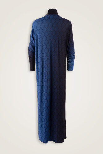 Kafes Degrade Lacivert Boğazlı Penye Elbise - Imannoor (2)