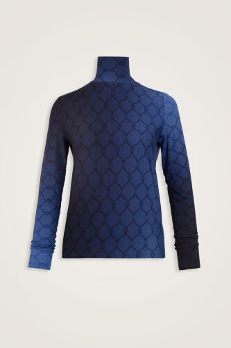 Kafes Degrade Lacivert Kısa Penye Bluz - Imannoor