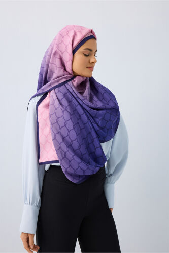 Kafes Degrade Mor Floş Viskon Şal 70x210 