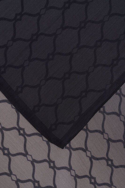 Kafes Degrade Siyah Floş Viskon Şal 70x210 - 4