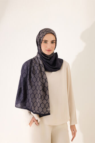 Kafes Degrade Siyah Floş Viskon Şal 70x210 