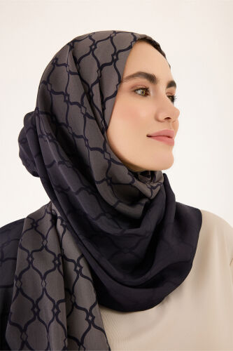 Kafes Degrade Siyah Floş Viskon Şal 70x210 - 5