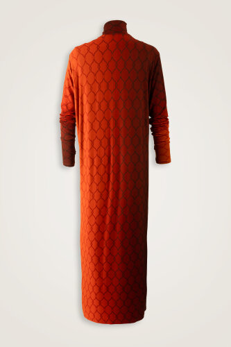 Kafes Degrade Taba Boğazlı Penye Elbise - Imannoor (1)