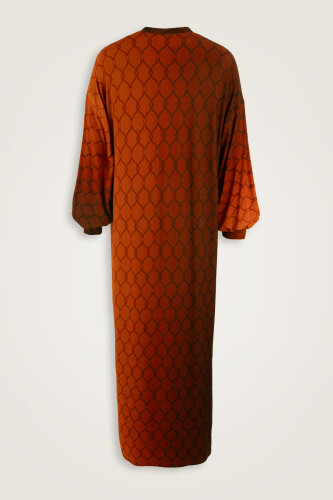 Kafes Degrade Taba Kol Ağzı Ribana Penye Elbise - Imannoor (2)